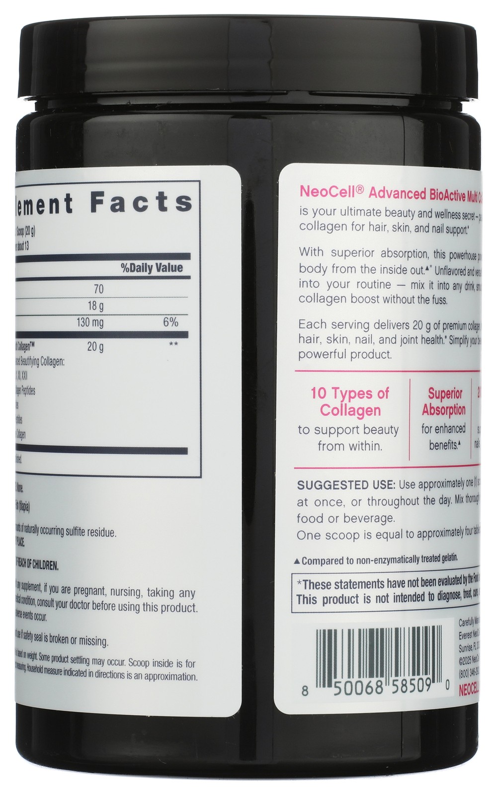 Neocell Multi Collagen Powder 9 Oz Supplement 20G 1 Pack