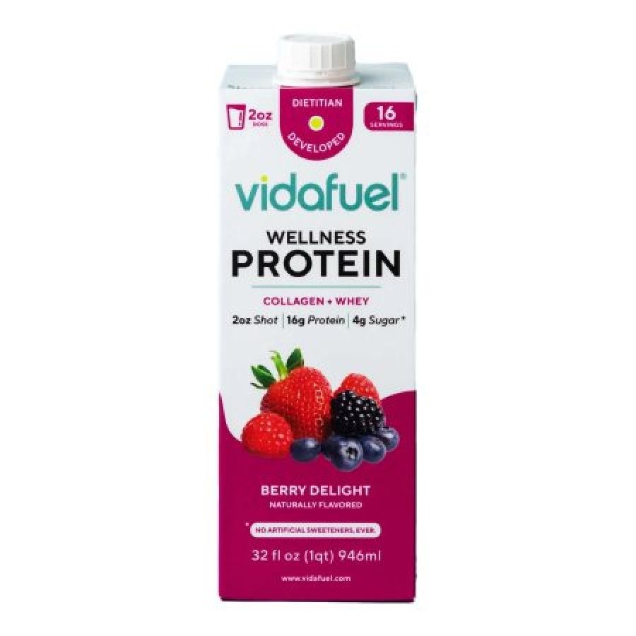 Vida Fuel Protein Oral Supplement Carton 32oz Berry Delight Reclosable Whey, 6