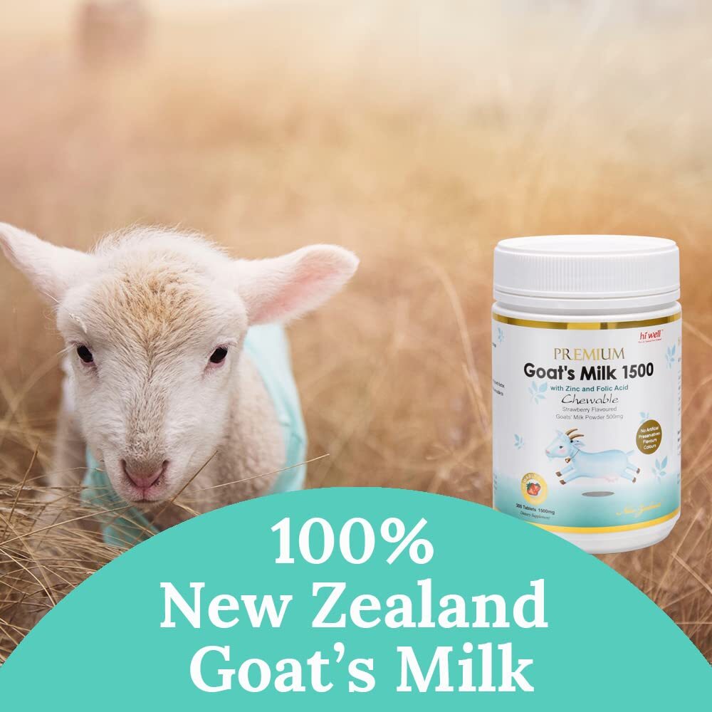 Hi Well New Zealand Premium Goat’s Milk 1500 Strawberry flavour 300Tablets
