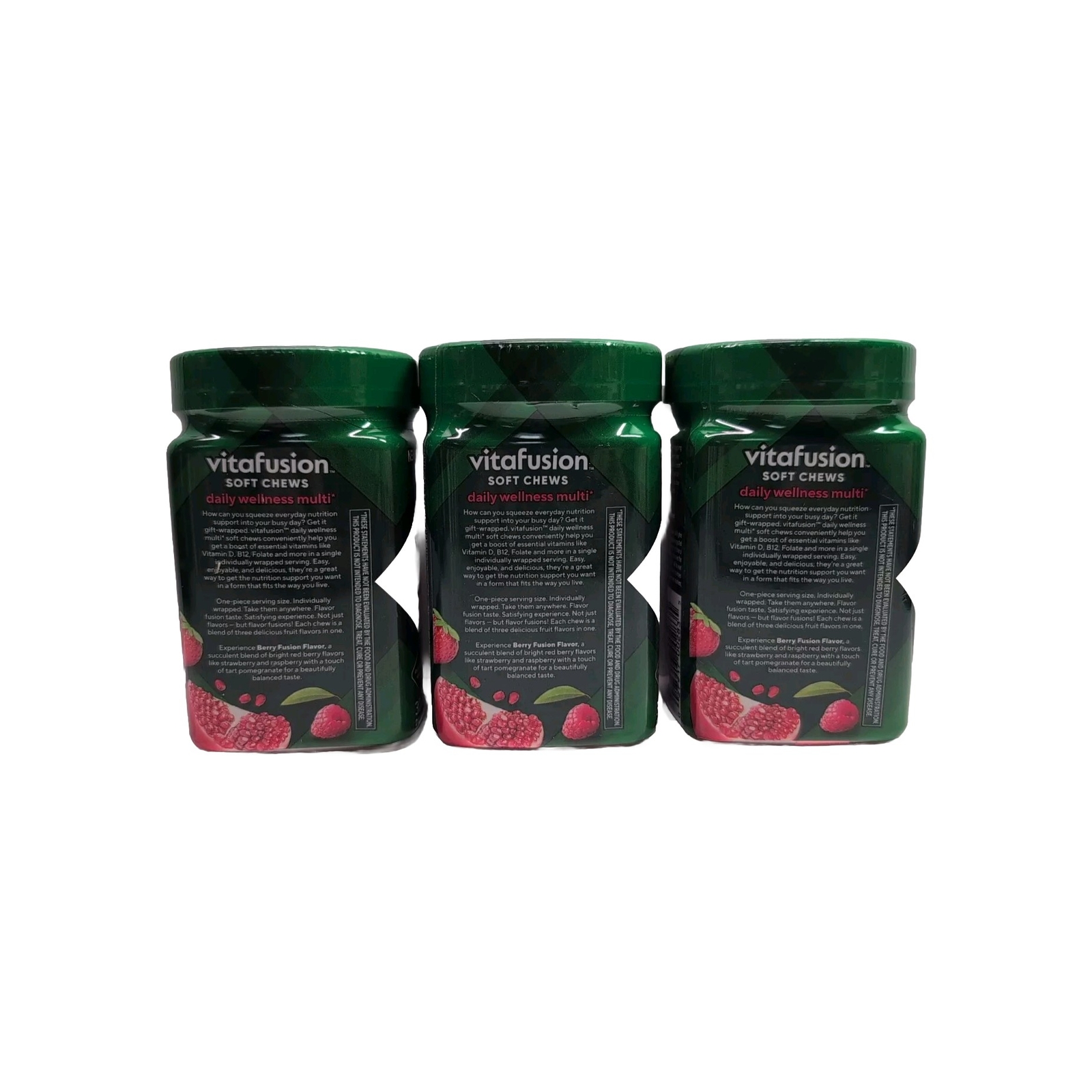 (3) Vitafusion Soft Chews Daily Wellness Berry Fusion, 30 Each. EXP 12/2025+