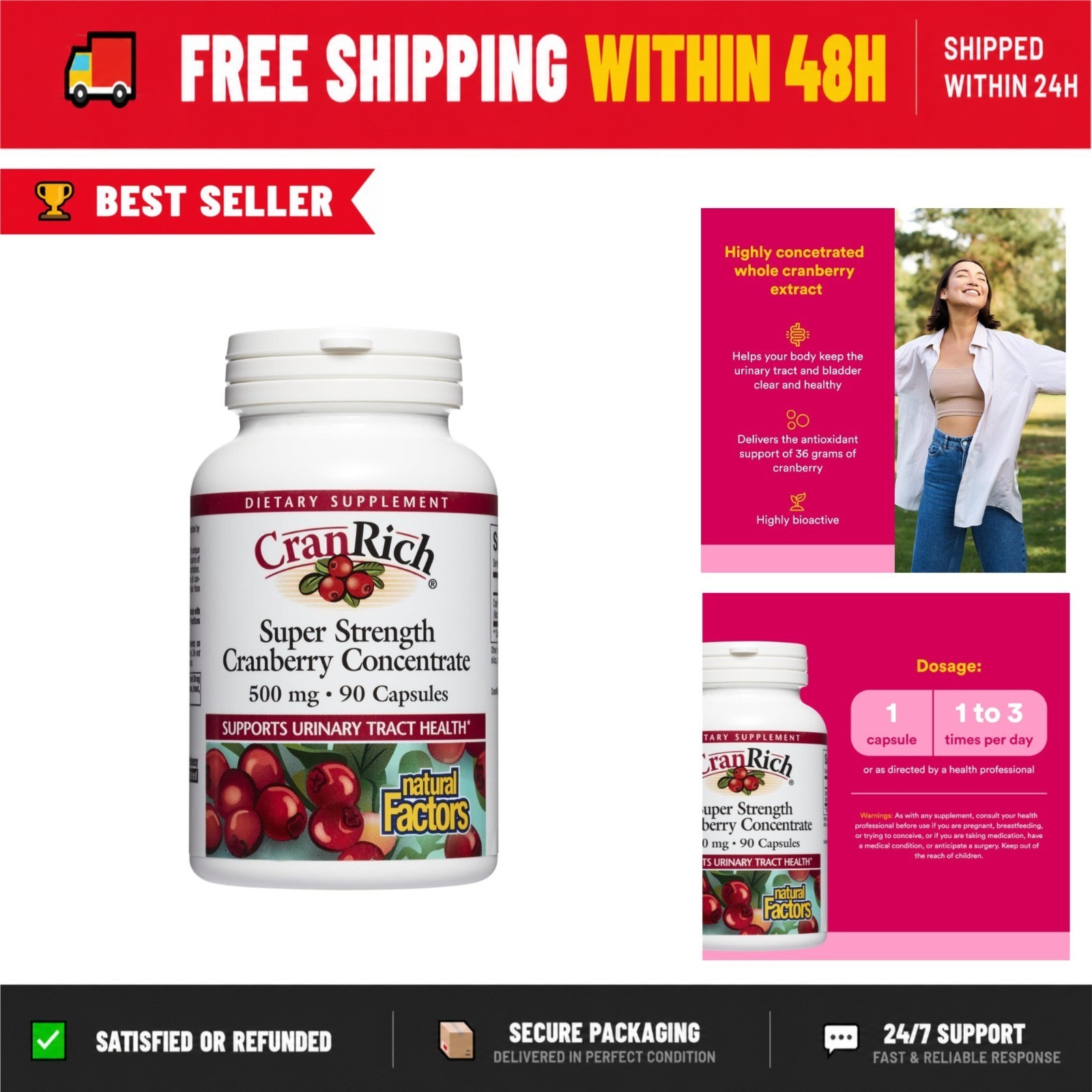 Natural Factors CranRich Super Strength Cranberry Concentrate 90 Capsules