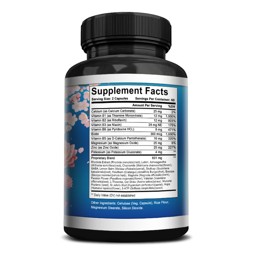 Herbal Calming Stress Supplement Boost Relaxation & Positive Mood 120 Capsules