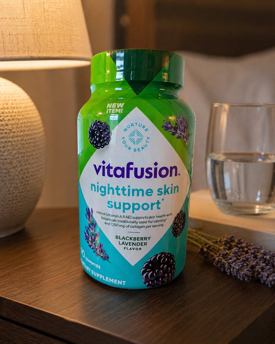 Vitafusion Nighttime Skin Support Gummies 90 Ct Blackberry Lavender EXP 07/26