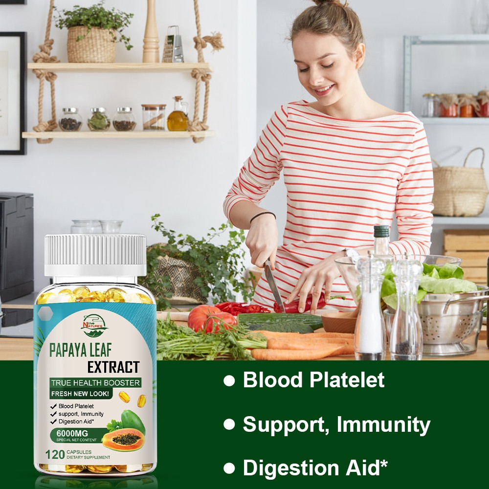 Papaya Leaf Extract 120 capsules Blood Platelet support Immunity Digestion Aid