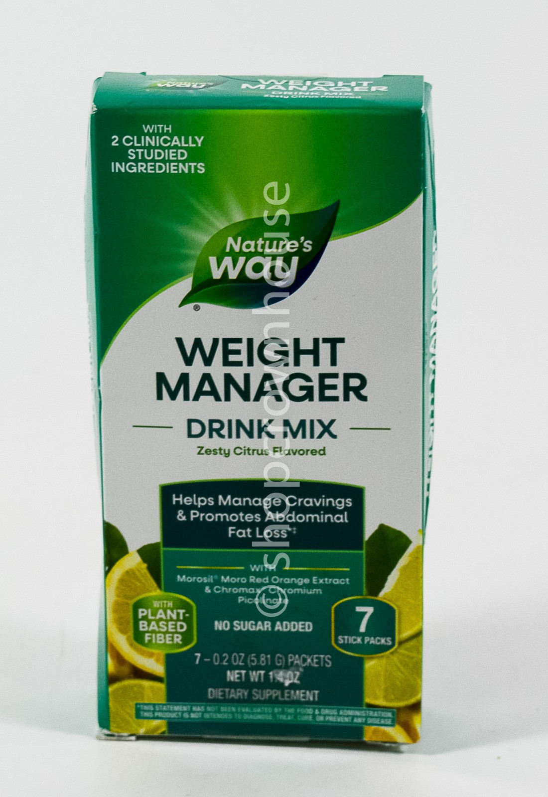 3 Natures Way WEIGHT MANAGER Drink Mix no sugar ZESTY CITRUS 7 packets 12/2026