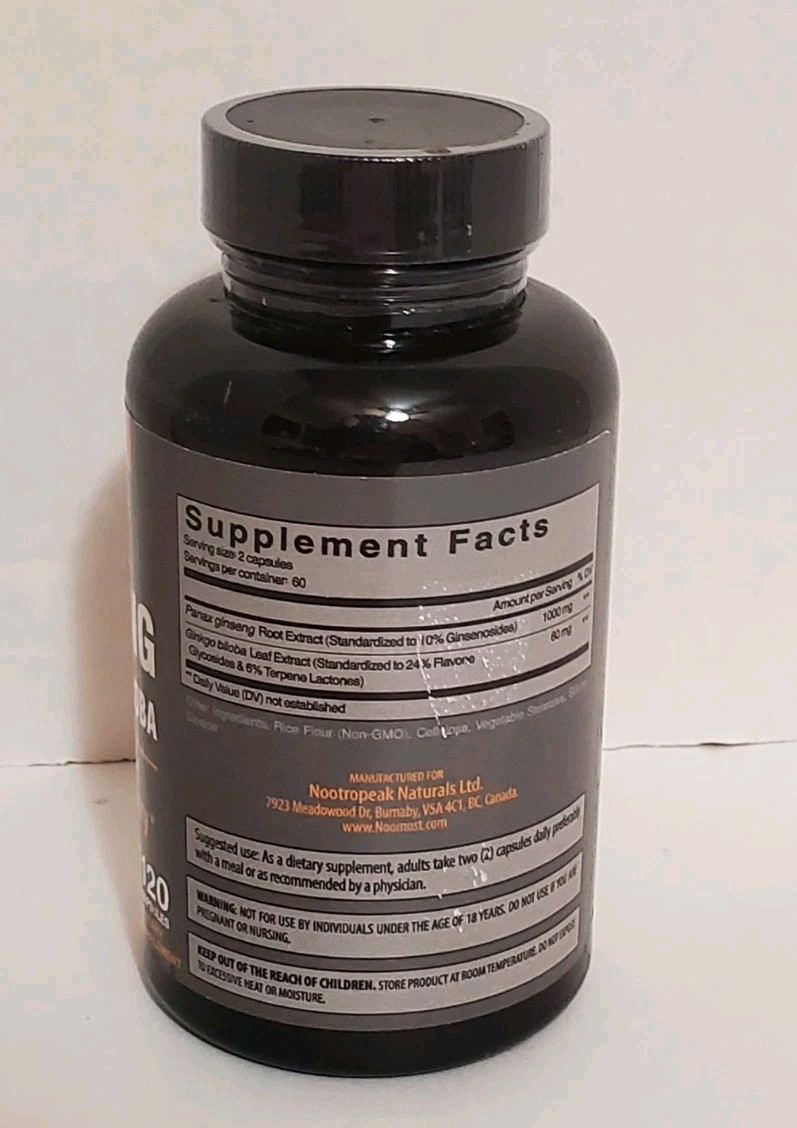 Noomost Red Panax Ginseng Supplement W/ Ginkgo Biloba Memory Energy Focus Vision