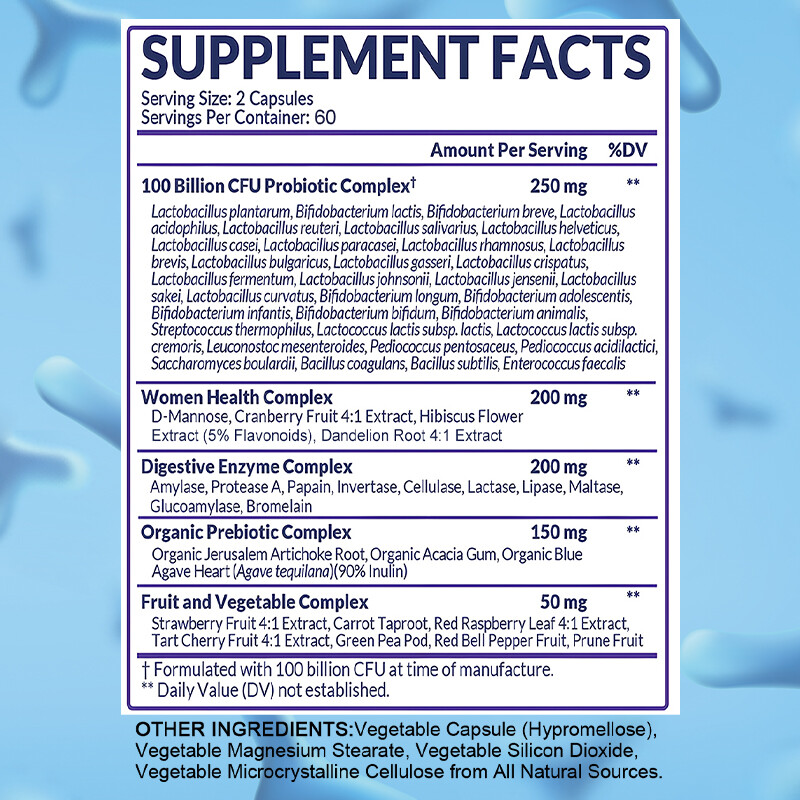 Women’S Raw Probiotics 100 Billion Cfu Potency Immune System Digestive Health