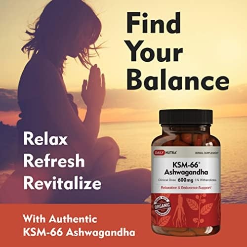 Ashwagandha 600mg Organic Root Extract 5% Withanolides 90 Capsules