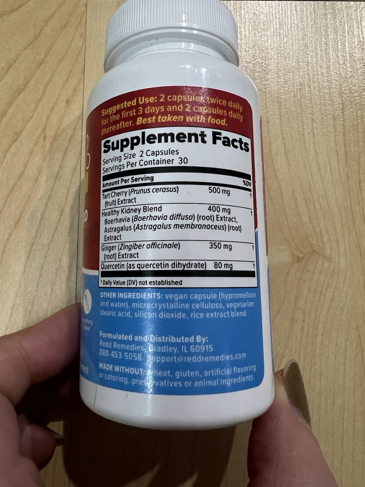 Redd Remedies Tart Cherry & Quercetin 60 Capsules Uric Acid Kidney Support Gout