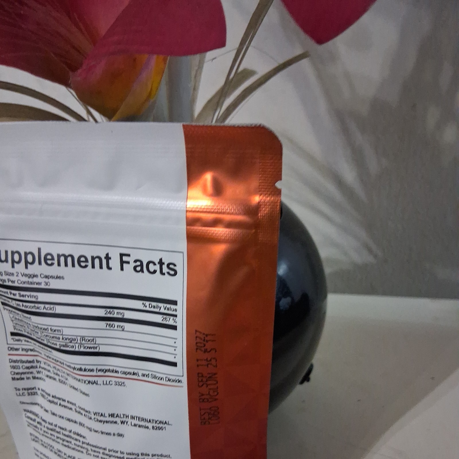 Vital Health V-GLUTATION 60 Capsules w/ L-Glutathione, Vitamin C, Turmeric