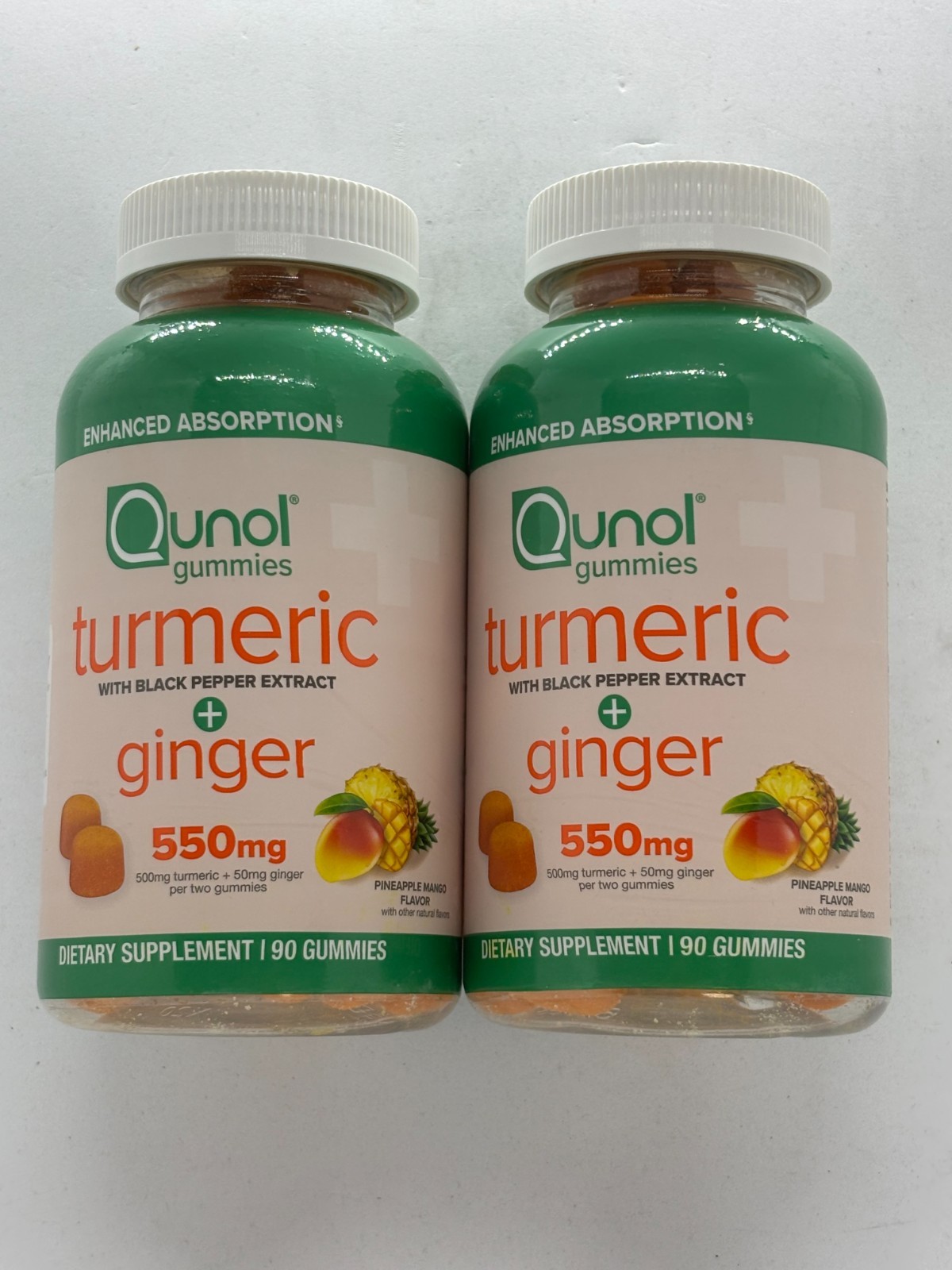 Qunol Turmeric Ginger Gummies 550mg w/Black Pepper Extract 180 Gummies Exp 10/26
