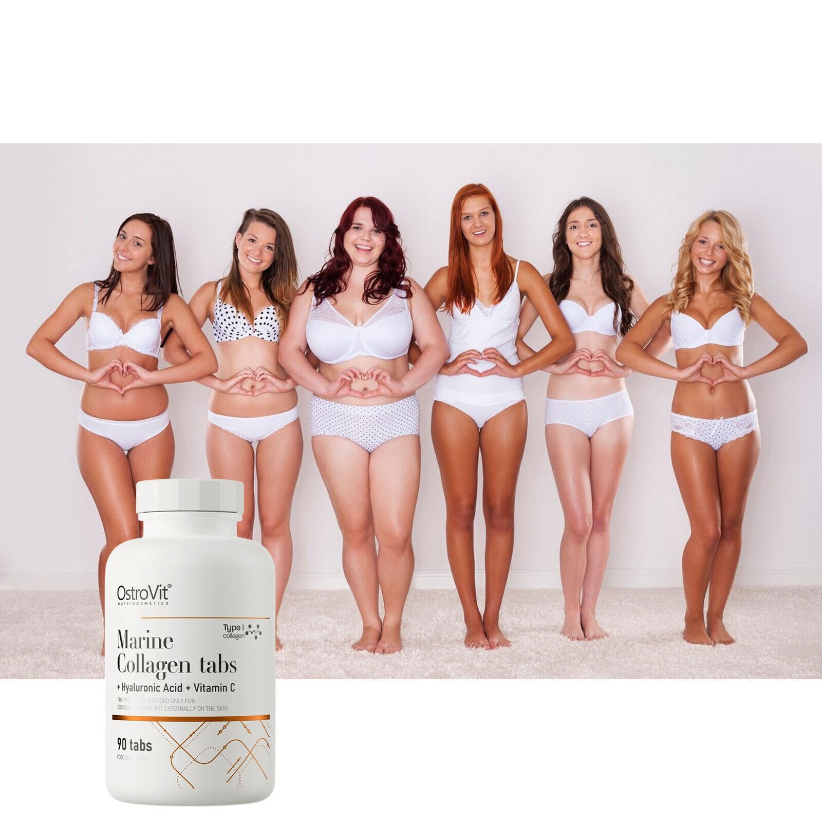 MARINE COLLAGEN with HYALURONIC ACID + VITAMIN C – 90-180 Tabs – skin hair nails