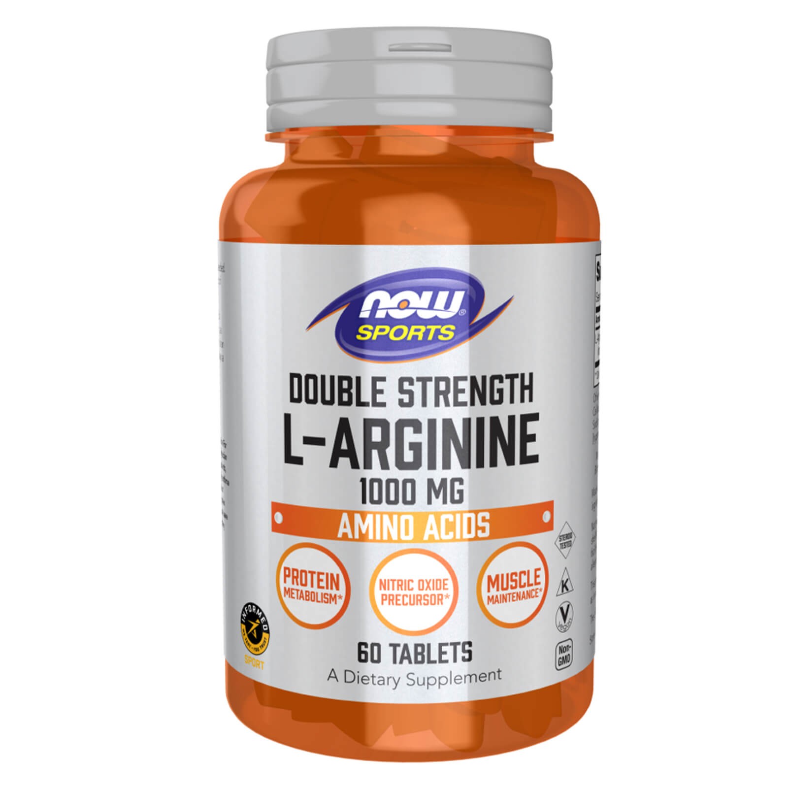 NOW L-Arginine 1000 mg Double Strength 60 Tabs Amino Acids Nitric Oxide Boost