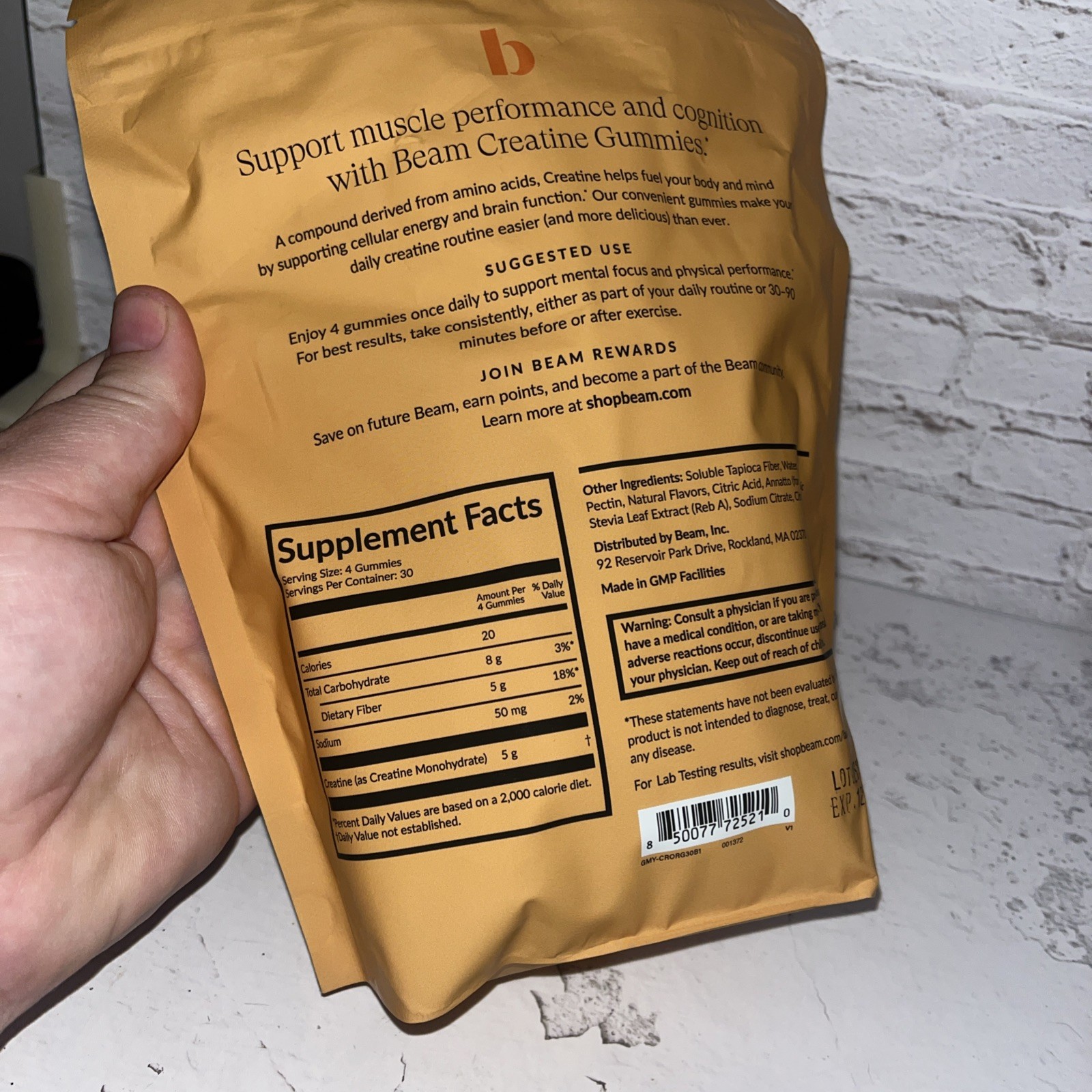 Beam creatine gummies, orange, 120 gummies expires 12/27. Free shipping
