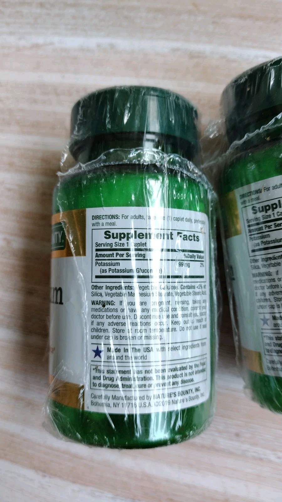 2 Pack Nature’s Bounty Potassium 99 mg 100 Caplets Each Exp 8/2026