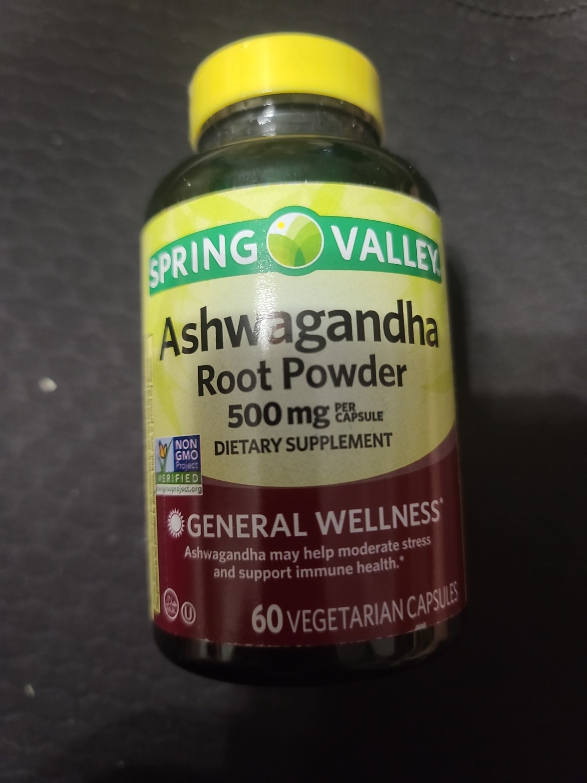 Spring Valley Ashwagandha Root Powder 500 mg Vegetarian Capsules – 60 ct