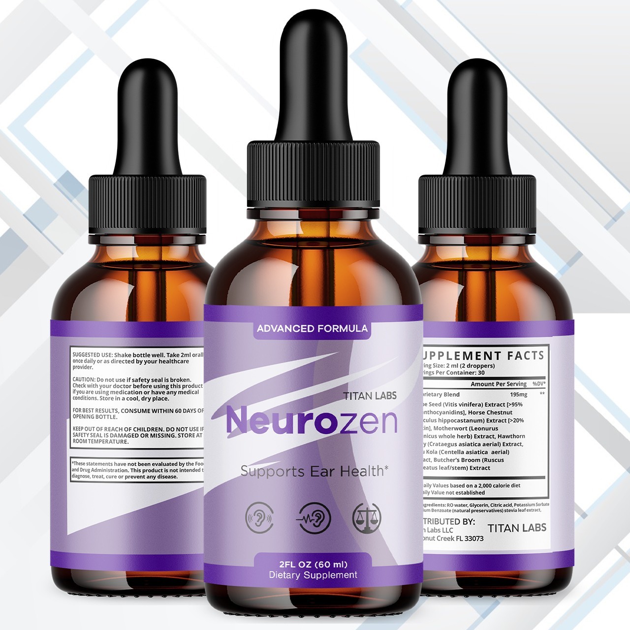 (2 Pack) Neurozen Ear Health Support Drops Natural Neuro Zen Vitamin 60 Servings