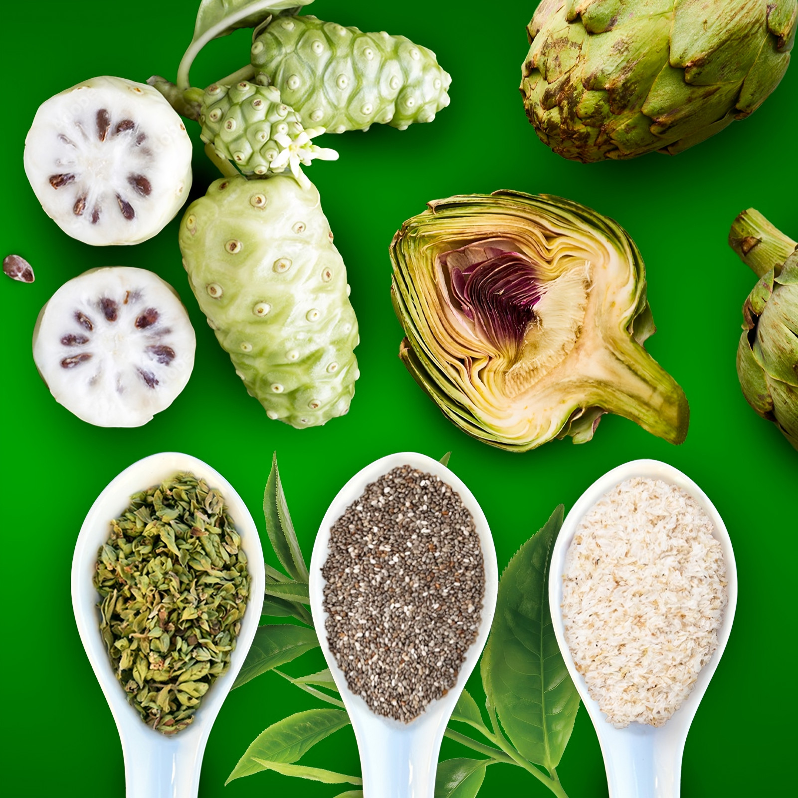 ALLNATURAL Fiber Supplement Flaxseed Psyllium Artichoke Noni Green Tea Chia Seed