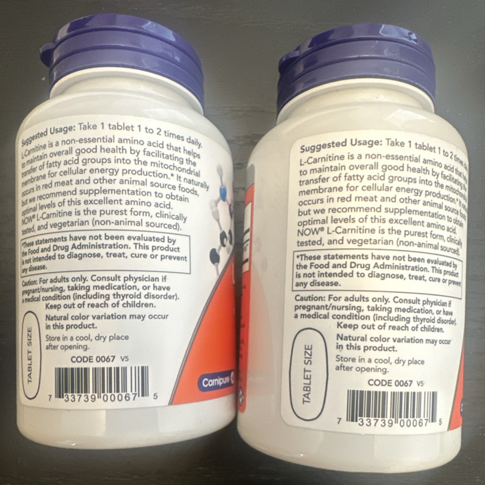 NOW L-Carnitine 1000mg 50 Vegetarian Non-GMO Tablets Fitness Support Exp 02/2029