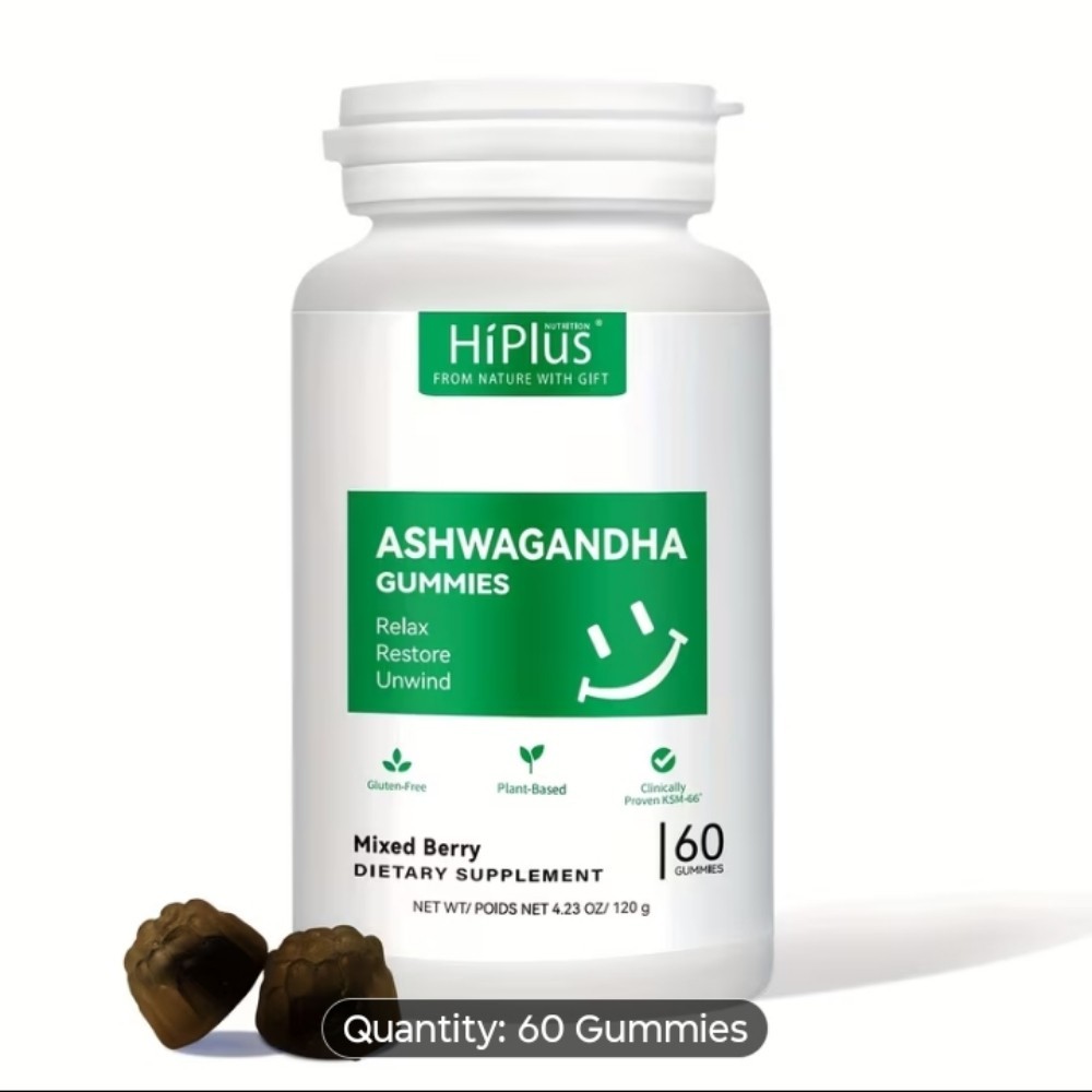 Hiplus Ashwaganda Ksm-66 Gummy 1 Bottle Mixed Berry For Sleep 💤 and Stres