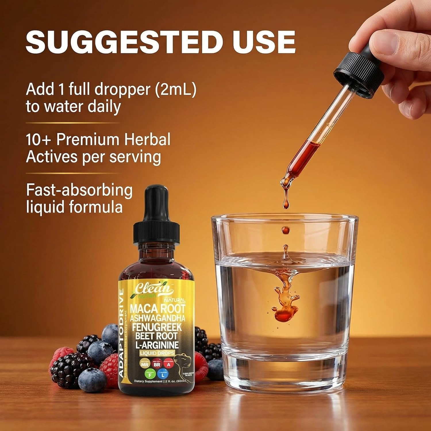 Clean Nutra Maca Ashwagandha Drops 2 Oz Adapto Drive – Adaptogen Liquid