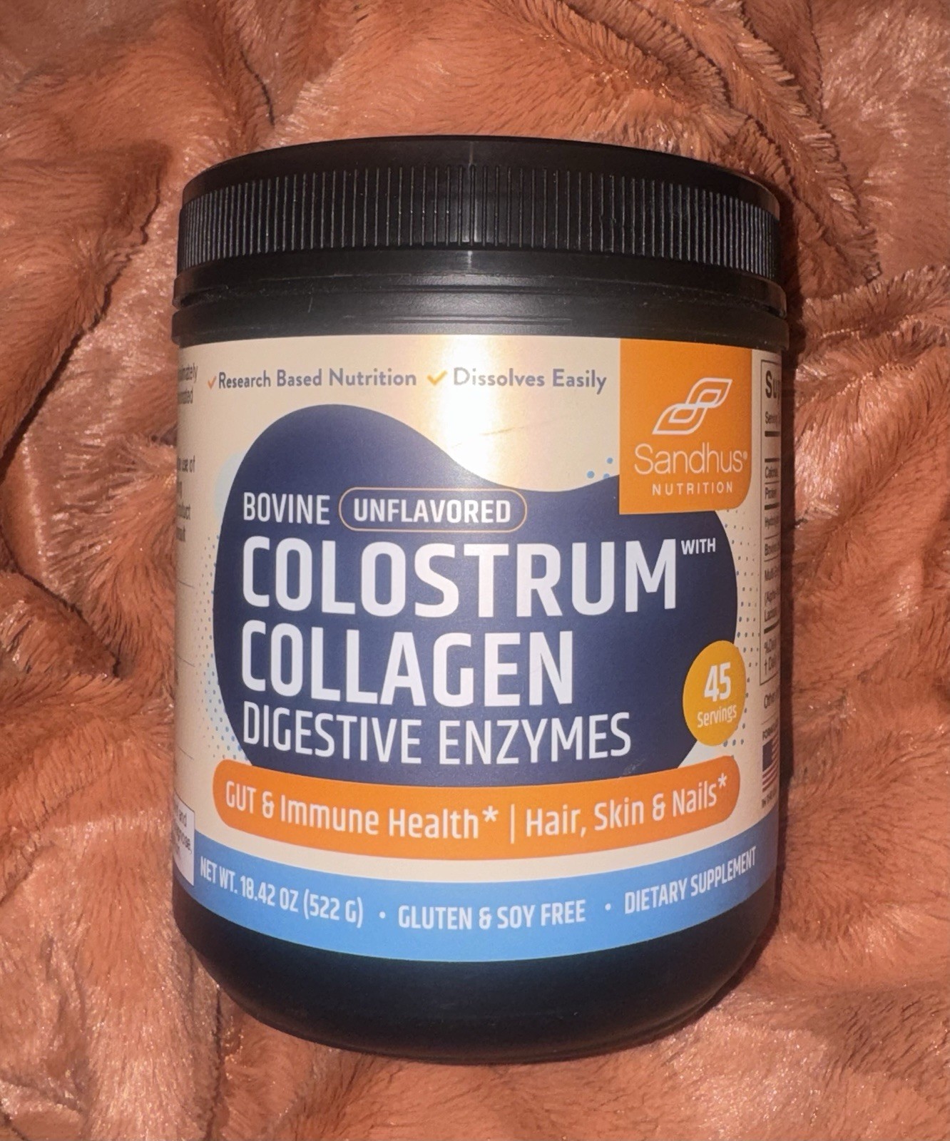 Sandhus Nutrition Bovine Colostrum Collagen Enzymes Powder Unflavored 18.42oz