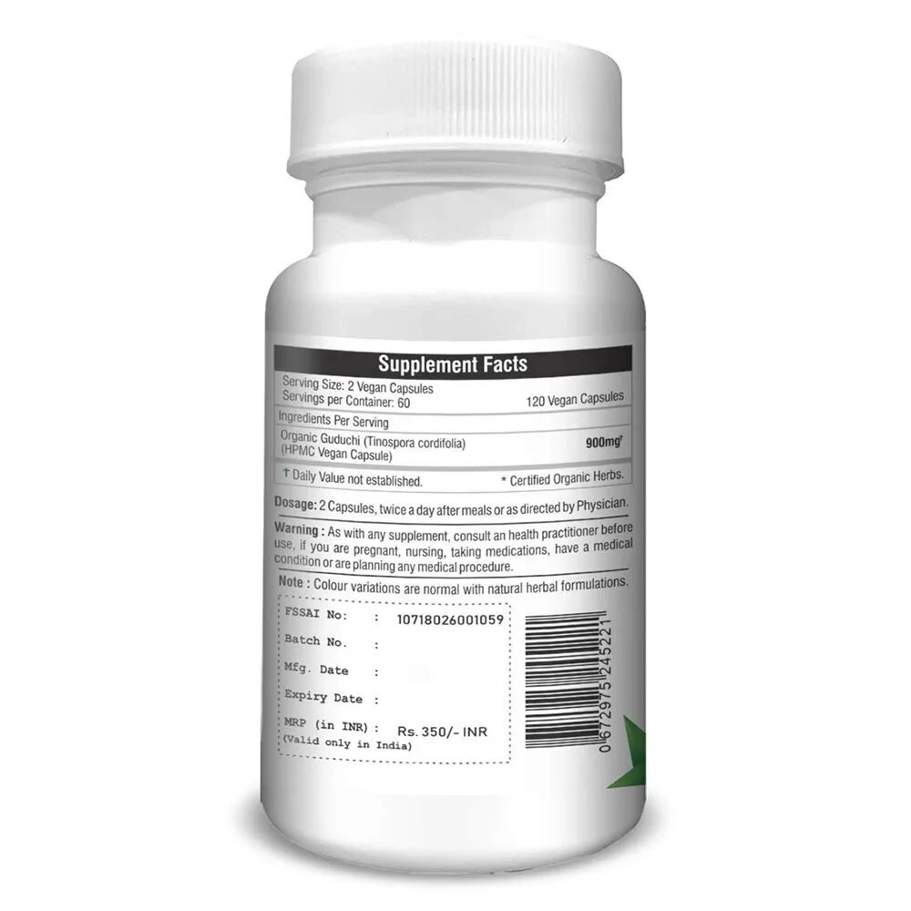 H&C Herbal Ingredient Guduchi/Giloy 120 Capsules 450 mg Immunity & Rejuvenation