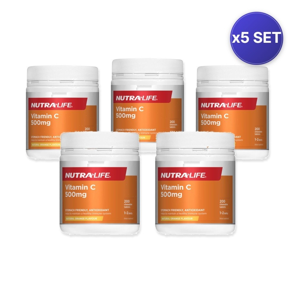 Vitamin C 500mg Chewable Tablets (200 Count) – 5 Pack