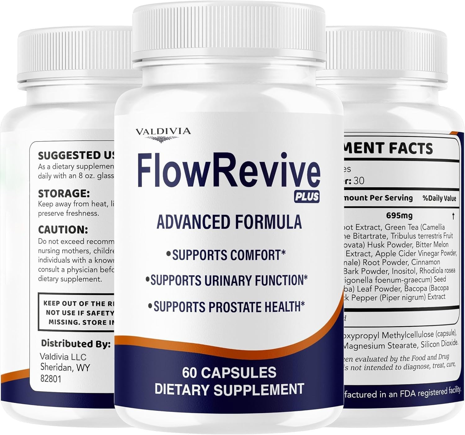 Flow Revive Plus Prostate Urinary Support Men Supplement Capsules 1 Pack 60Ct
