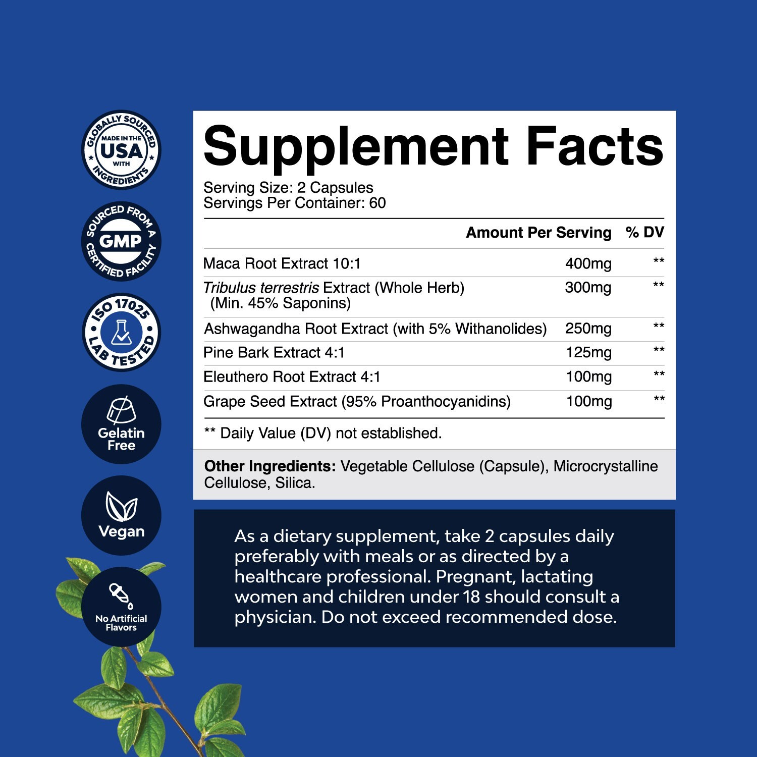 Potent Black Maca Root Capsules for Men – Herbal Wellness Supplement 120ct