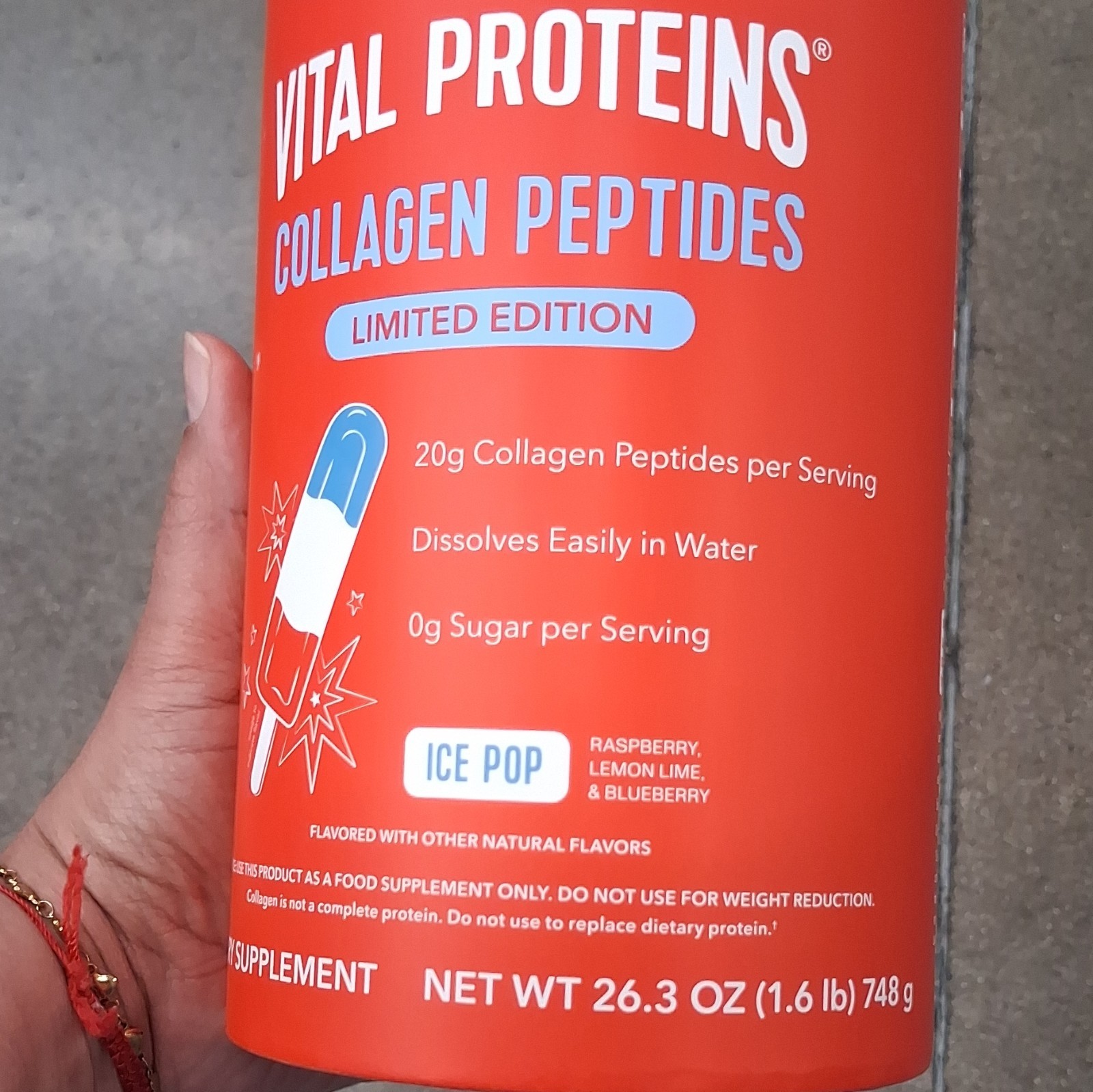 Vital Proteins Collagen Peptides Powder, 0 g Sugar, Ice Pop Flavor, 26.3 oz