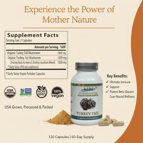 Mother Nature Turkey Tail Healthy Gut Mushroom Capsules — Mushroom Supplement
