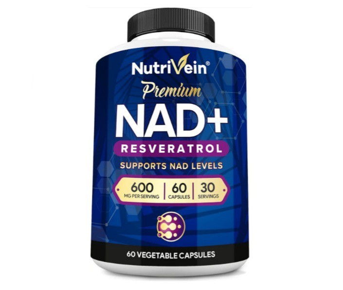 Nutrivein Premium NAD + Resveratrol Supplement 600 mg 30 Servings (60 Capsules)