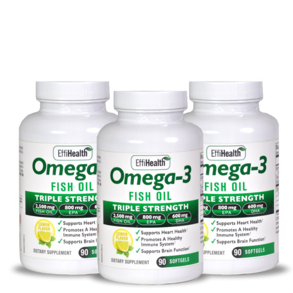 EffiHealth Omega 3 Fish Oil 3 Pack- Triple Strength Fish Oil – 2500mg, EPA, DHA