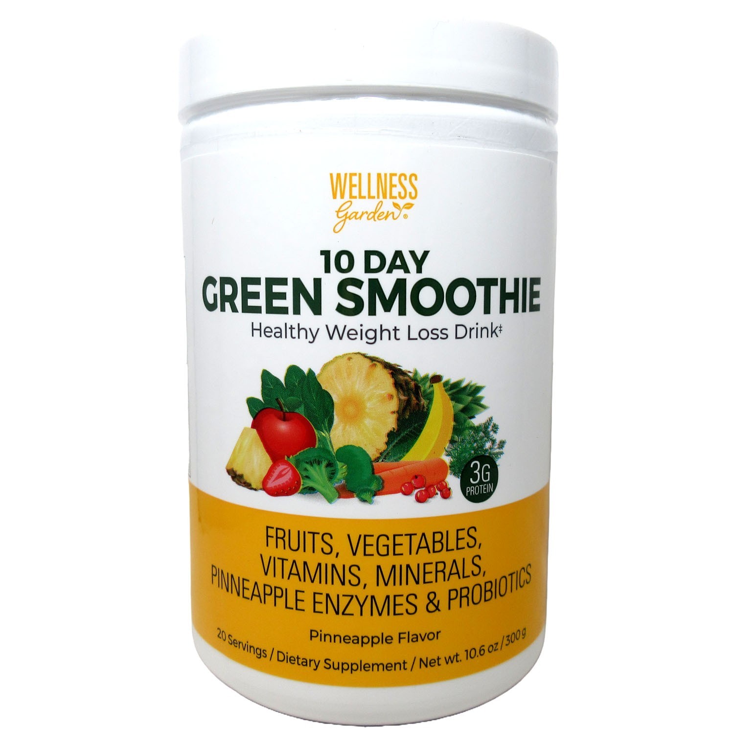 NON GMO Pineapple 10 Day Green Smoothie Powder Drink Mix Wellness Garden