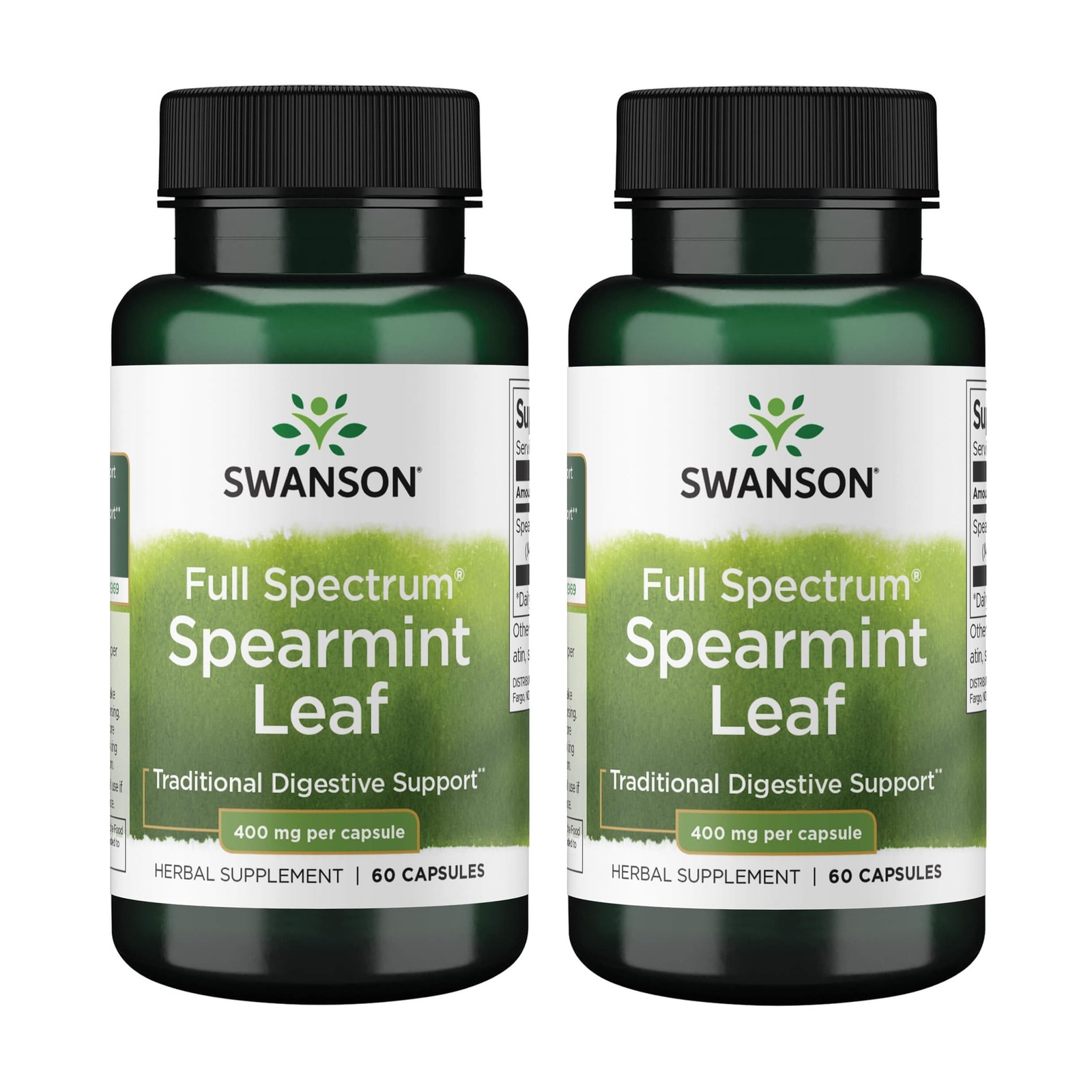 Swanson Spearmint Leaf Full Spectrum Digestive 60 Count (Pack of 2)