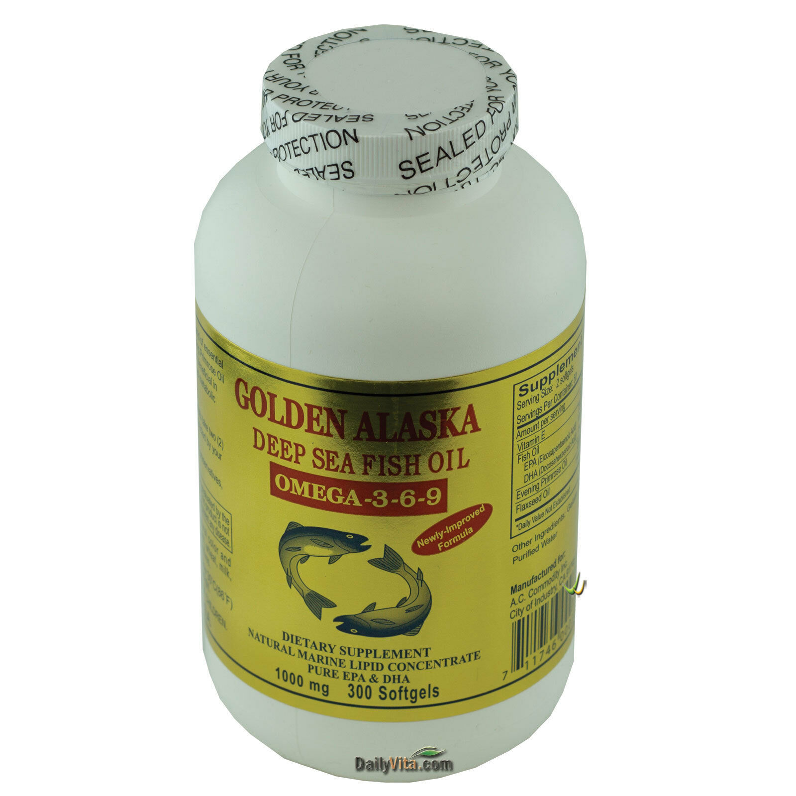 3 x Gold Vitamin Golden Alaska Deep Sea Fish Oil Omega 3-6-9 300 Softgels