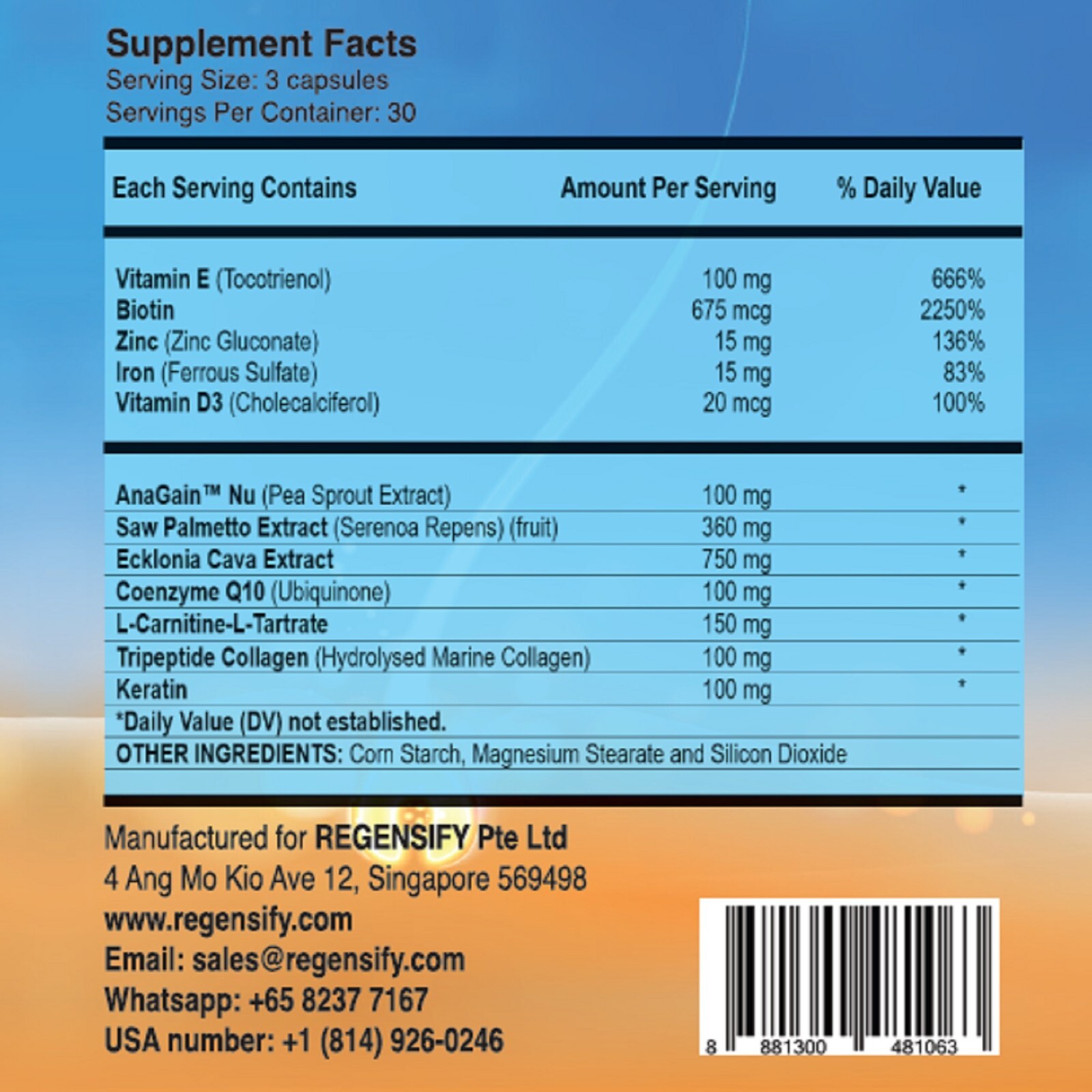 REGENSIFY Redensifying Hair Nutrition – AnaGain Nu with DHT Blocker Supplement