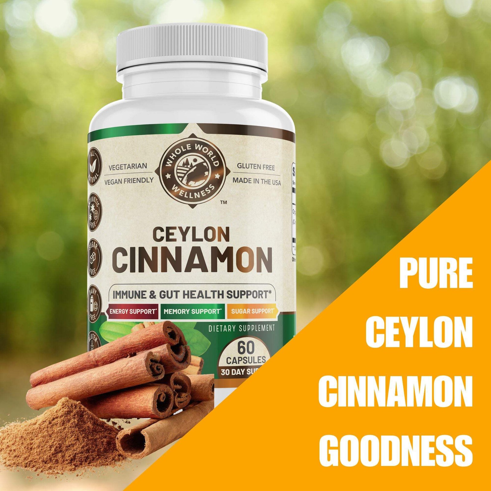 Organic Ceylon Cinnamon Supplement. USA Made.