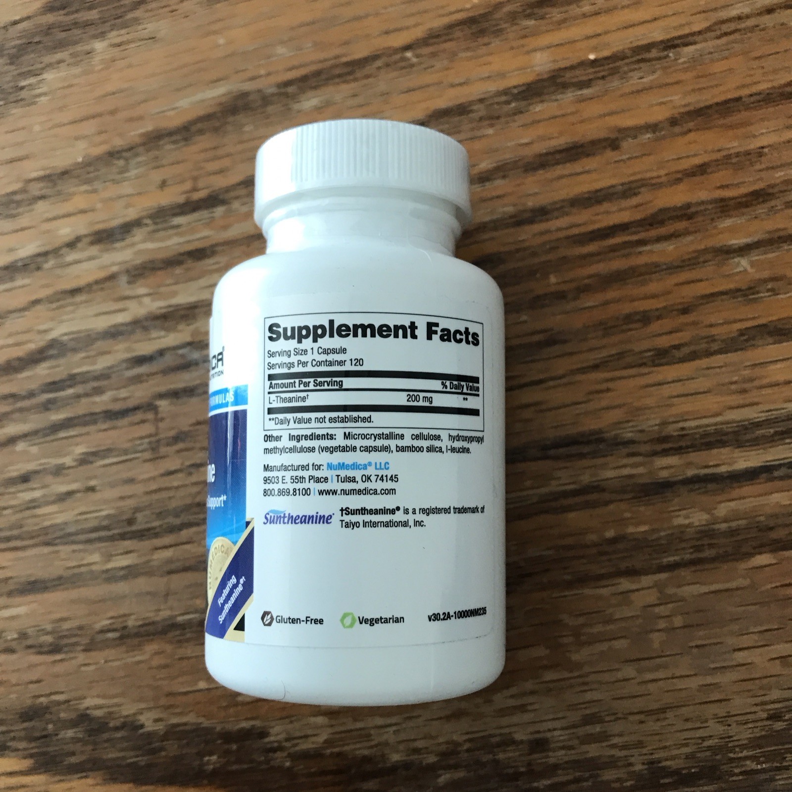 NuMedica L-Theanine Relaxation Vegetarian Gluten-Free 120 Capsules
