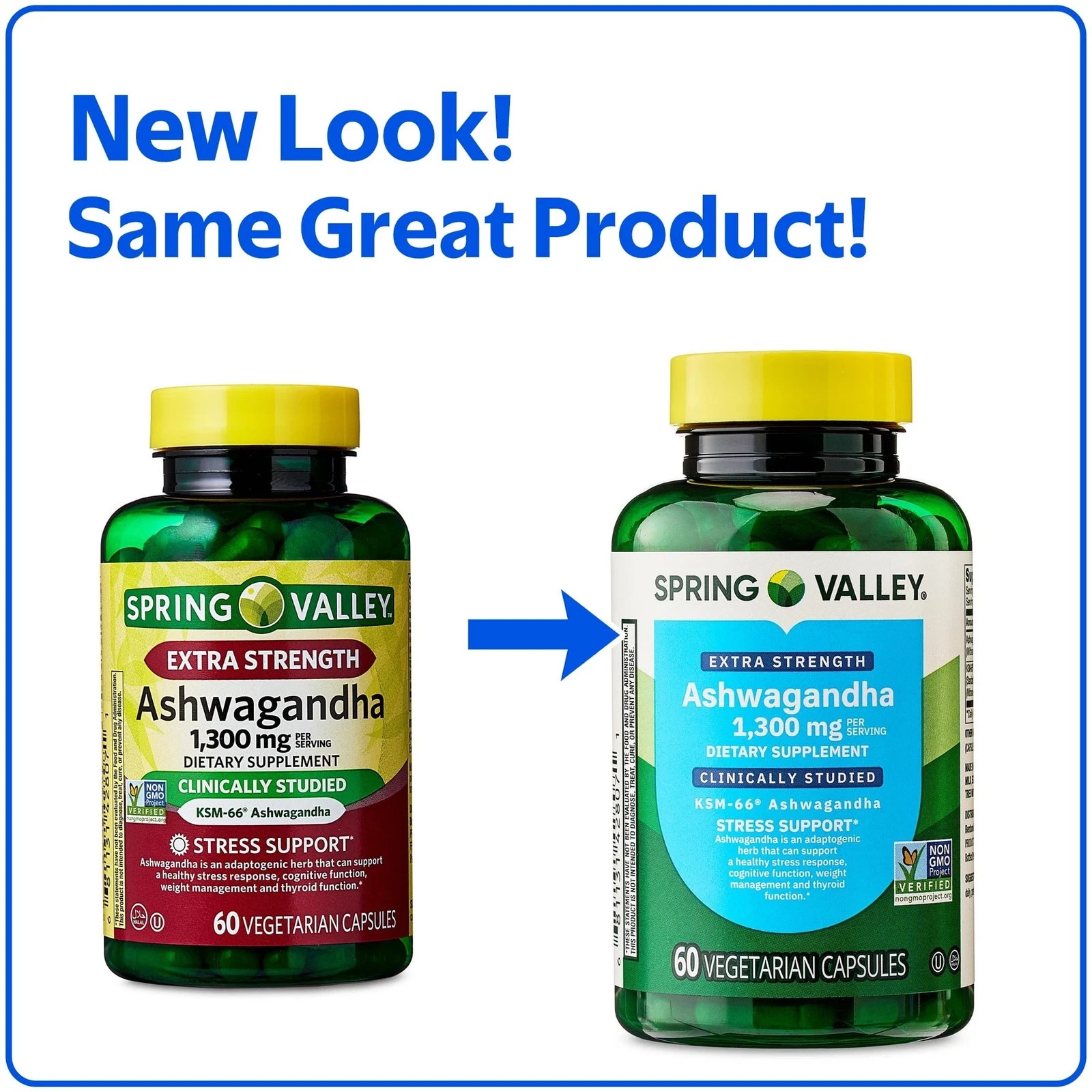 Spring Valley Extra Strength Ashwagandha 1300 mg, 60 Vegetarian Capsules