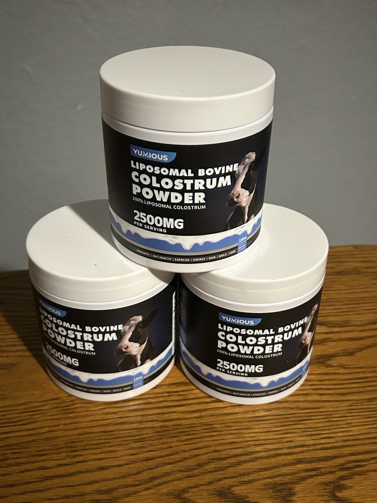 3 pack Yumious Liposomal Bovine Colostrum Pwdr 2500mg Immune Support Gut Health