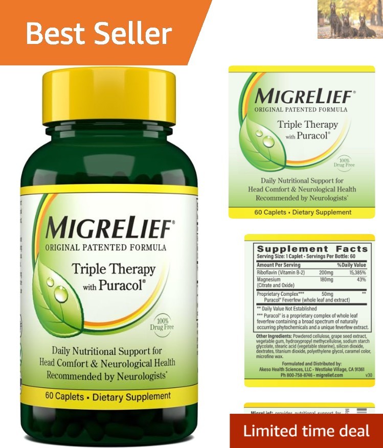 60 Caplets of Triple Therapy with Puracol – Enhanced Migraine Support