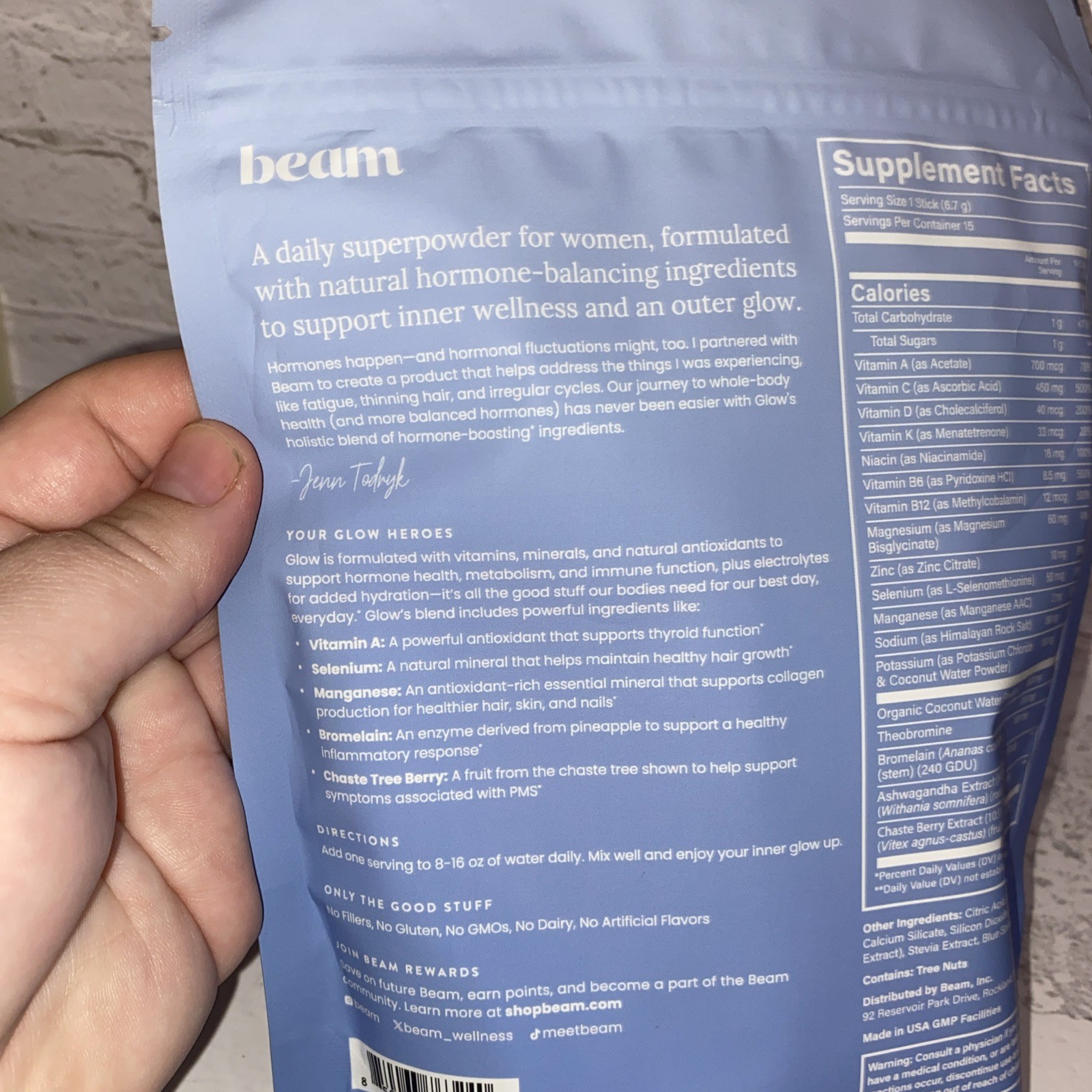 beam Glow Superpowder Women’s Blue Raspberry Dietary Supplement 3.55 oz