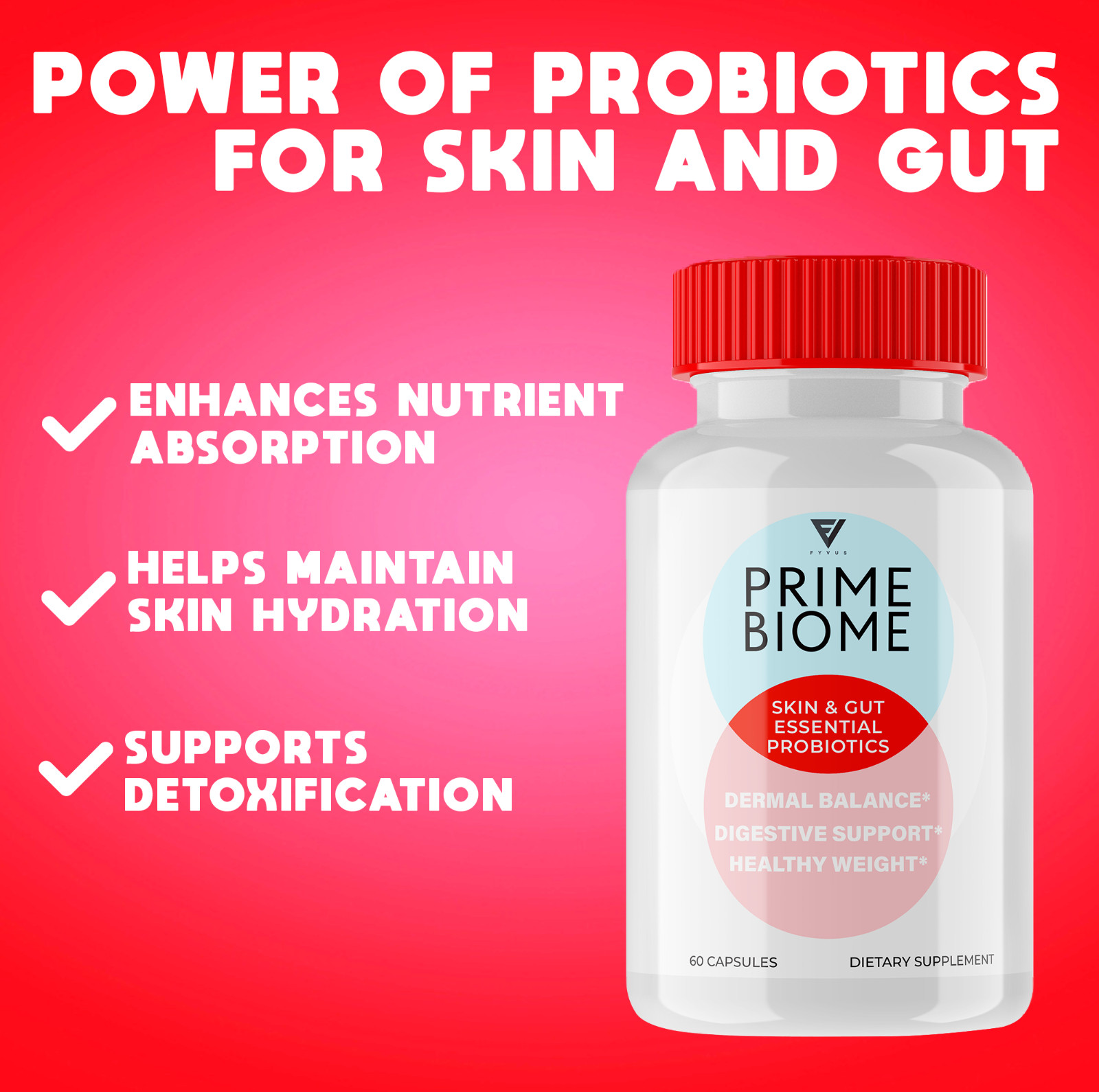 (2 Pack) Prime Biome Probiotic Supplement PrimeBiome Capsules (120 Capsules)
