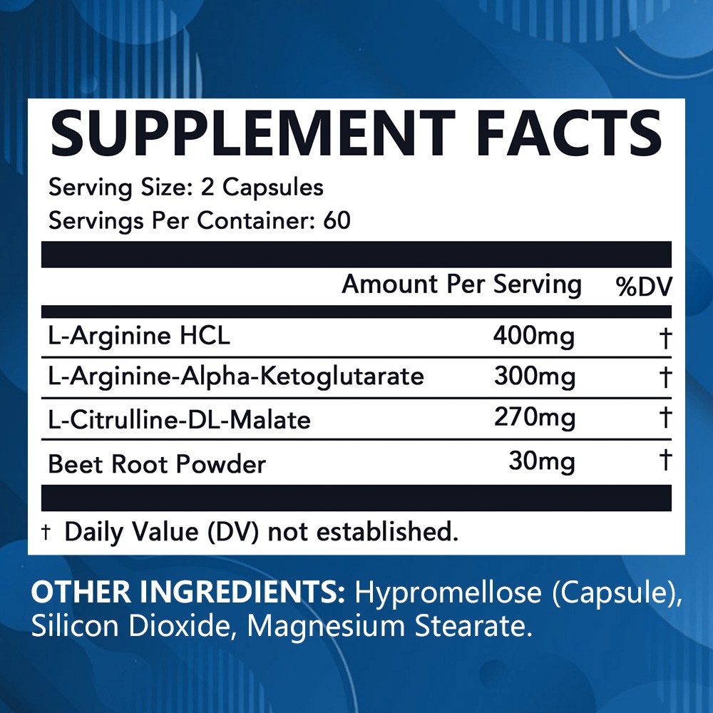 L Arginine Nitric Oxide L Citrulline Supplements Muscle Health 30-120 Capsules