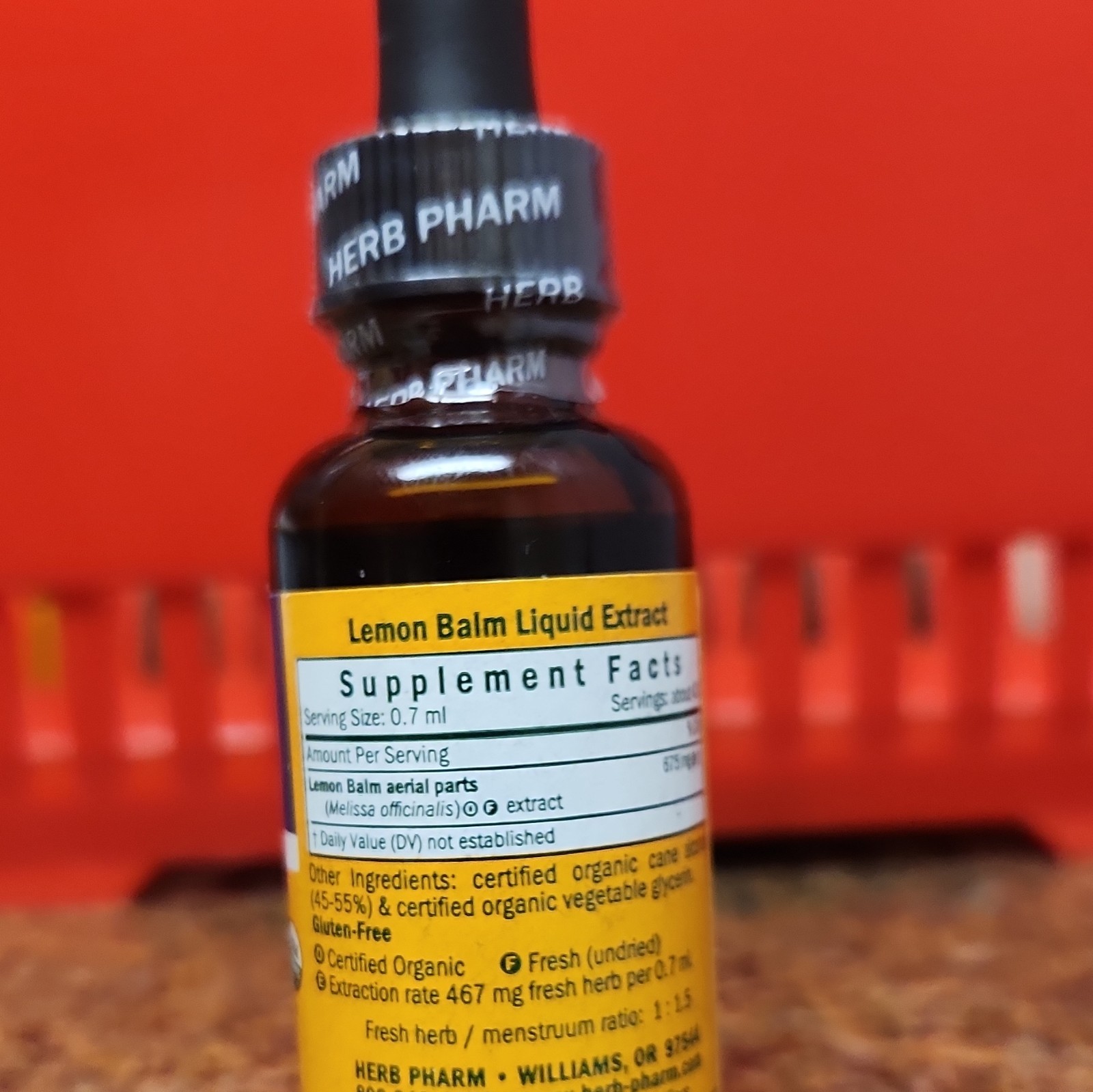 Herb Pharm Lemon Balm Liquid Extract Nervous System Drops Organic 1 fl oz