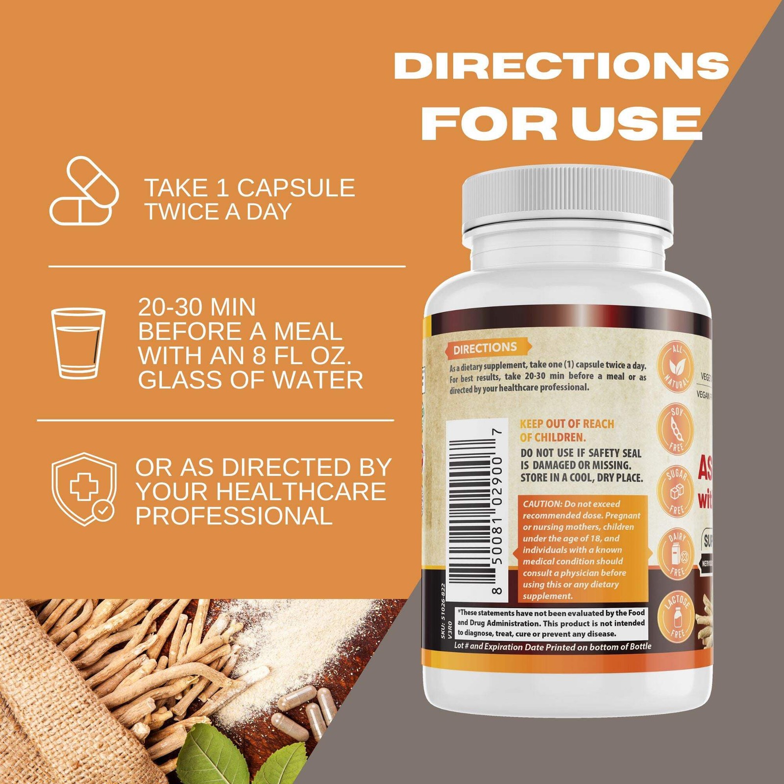Organic Ashwagandha Supplement. USA Made.
