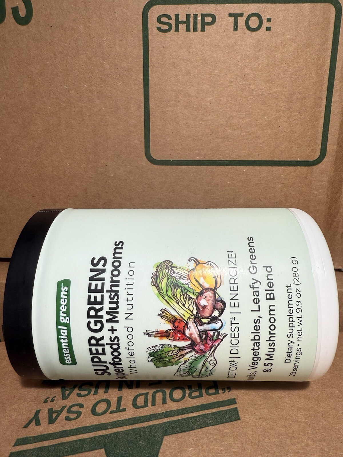 Essential Greens SUPER GREENS Superfoods + Mushrooms. Whole Food Nutrition. New