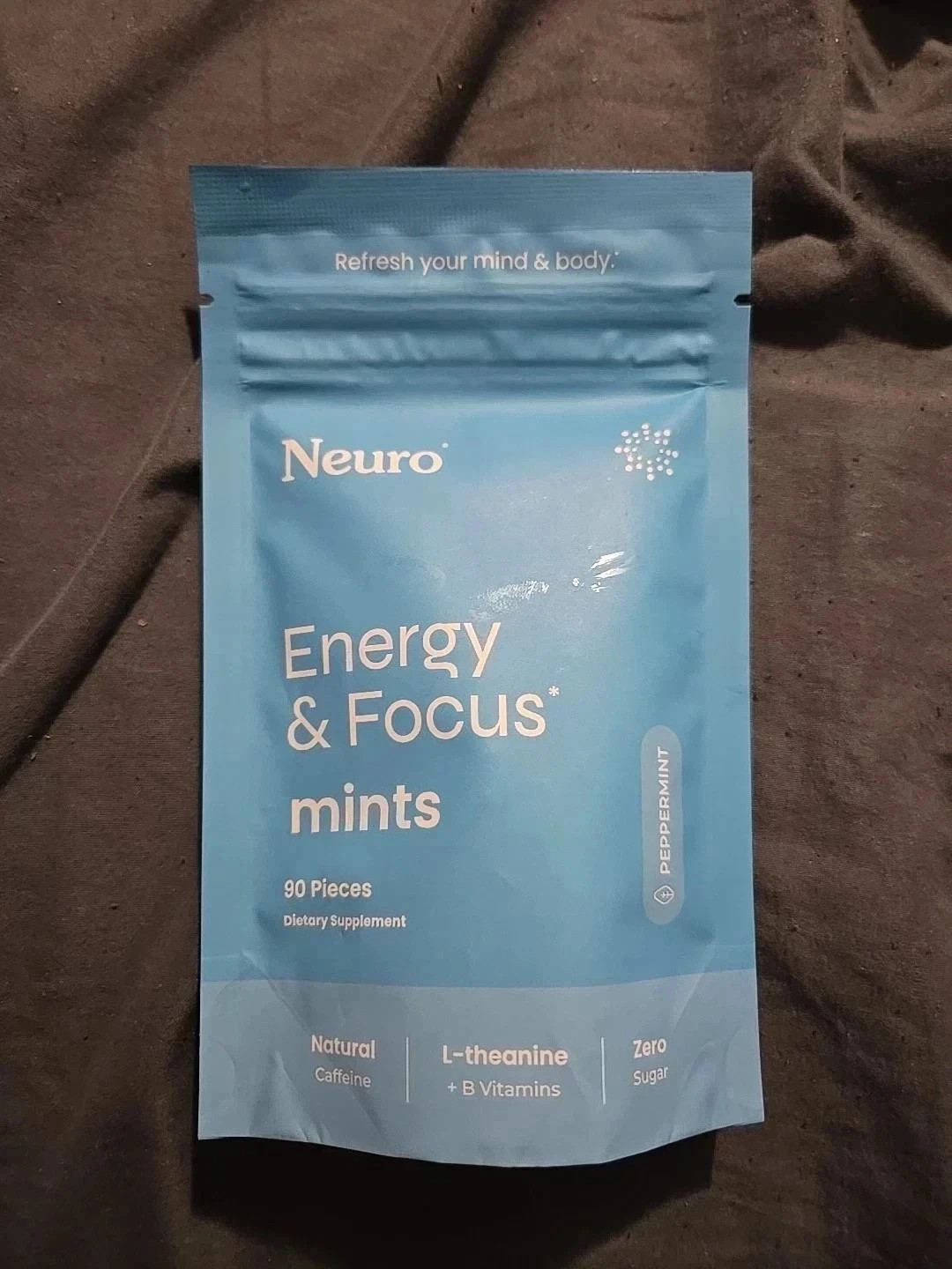 Pieces Neuro Mints Energy and Focus 90 New Peppermint Natural Caffeine Exp. 2/28